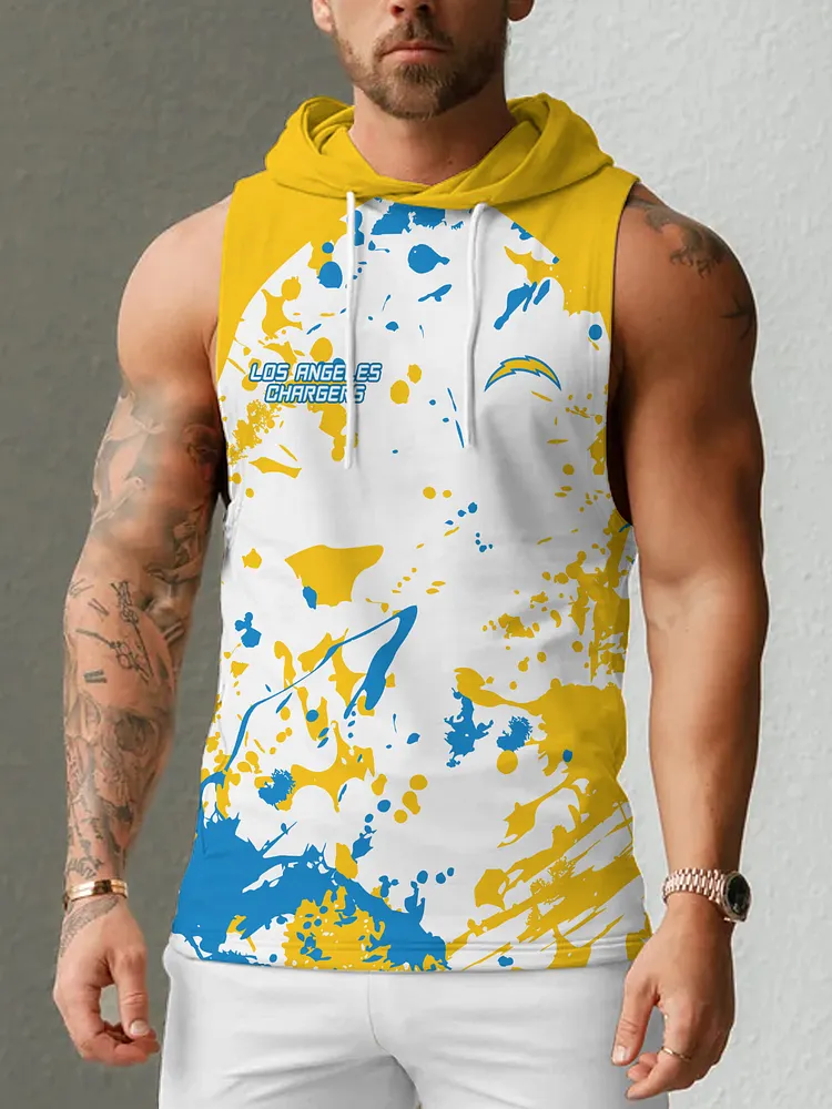 Los Angeles Chargers Men's  Casual Comfy Sleeveless Hooded Tank Top