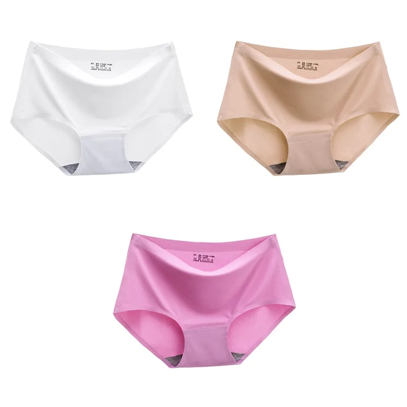 BANNIROU 3 Pcs Seamless Woman Panties Summer Underwear Female Briefs Thin 2021 New Sale Ice Silk Soft Solid Underwear For Woman