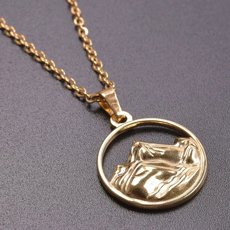 304 Stainless Steel 18K Gold Plated Basic Minimalist Classic Style Plating Mountain Pendant Necklace