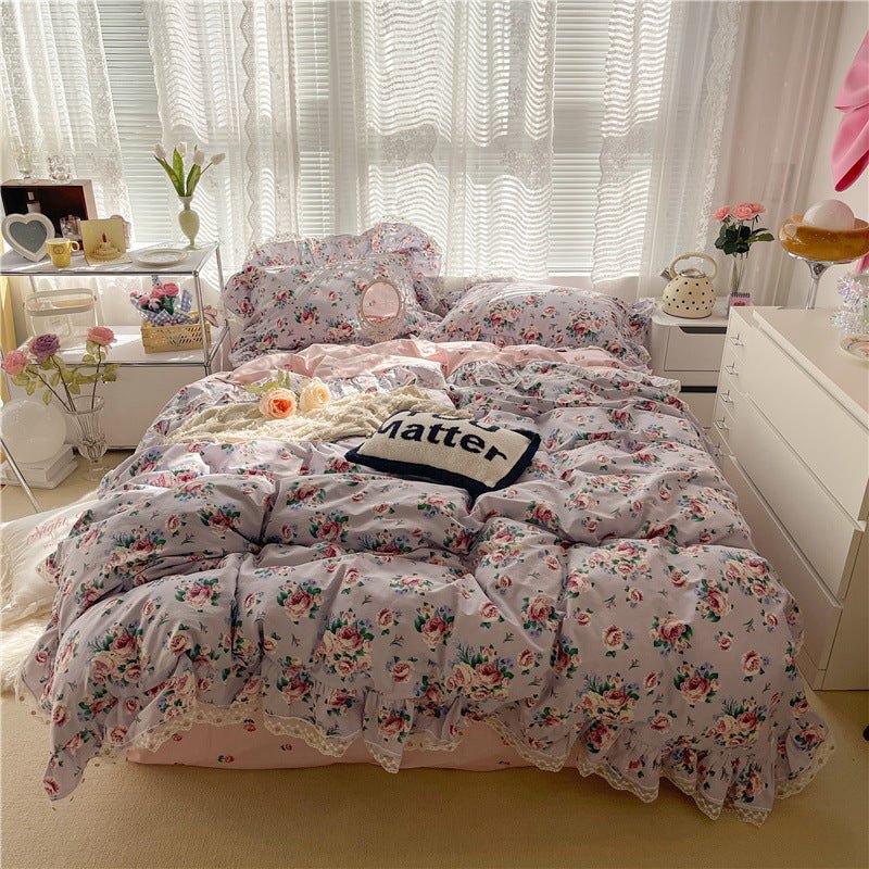 Shabby Floral Aesthetic Bedsheet Set