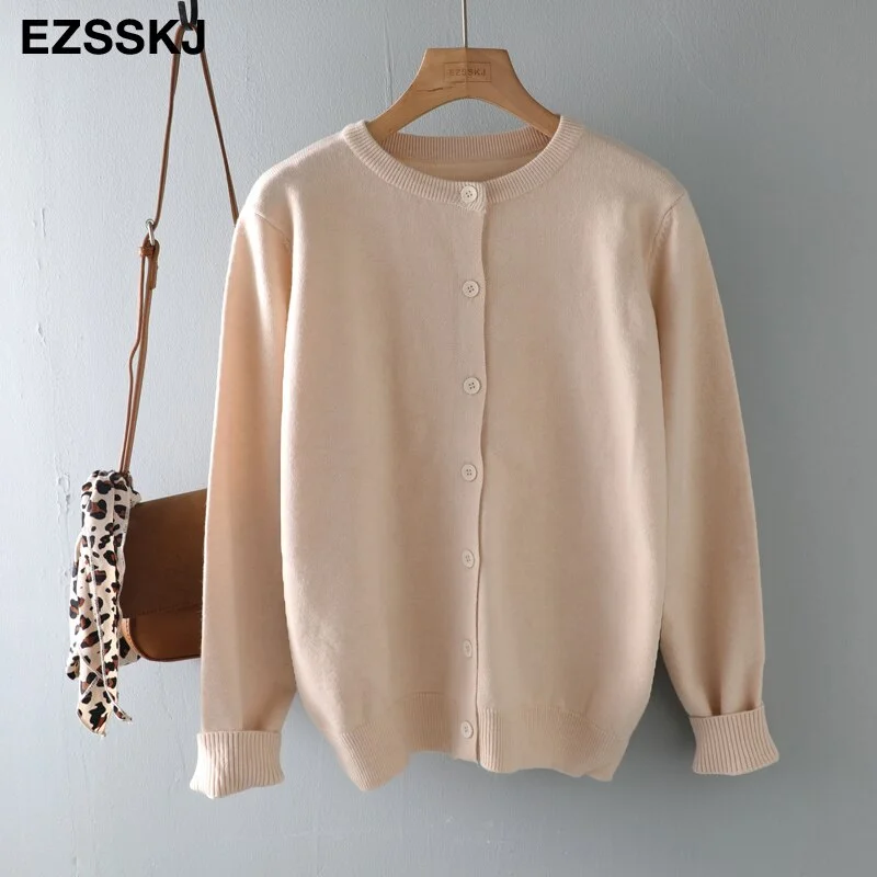 spring autumn cashmere short knit o-neck cardigans Women casual loose button Cardigans spring coat Outwear female basic jacket