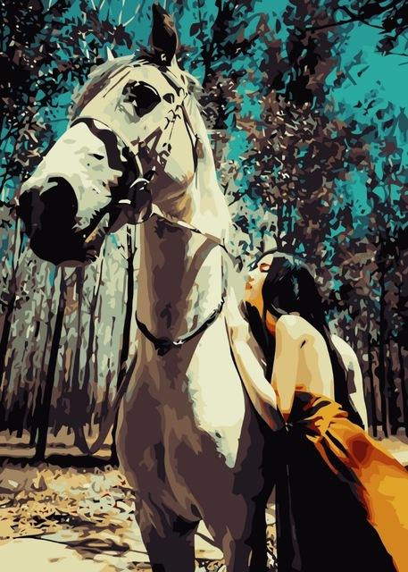 

Horse with woman – Paint By Numbers - 40*50CM, 501 Original