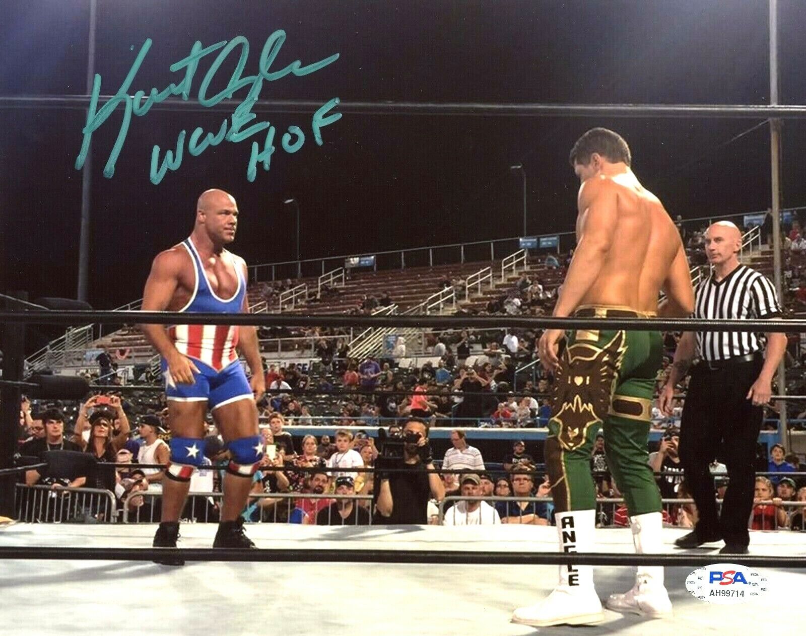 WWE KURT ANGLE HAND SIGNED AUTOGRAPHED 8X10 WRESTLING Photo Poster painting WITH PSA DNA COA 9