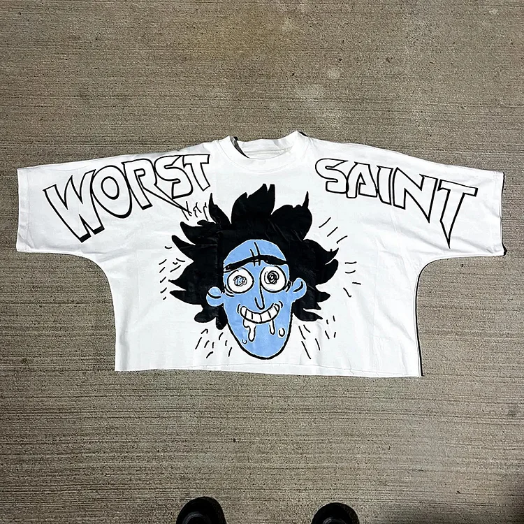 Vintage Worst Saint Drop Graphic Cotton T-Shirt SOPULA