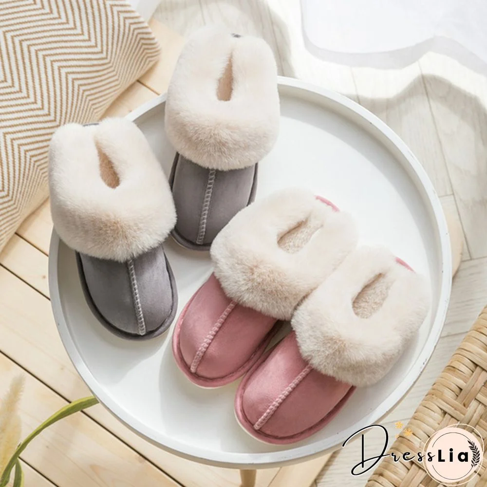 Fashion Women Winter Slippers Indoor Bedroom Lovers Couples Shoes Fashion Warm Shoes Flat Flat Antiskid Slipper