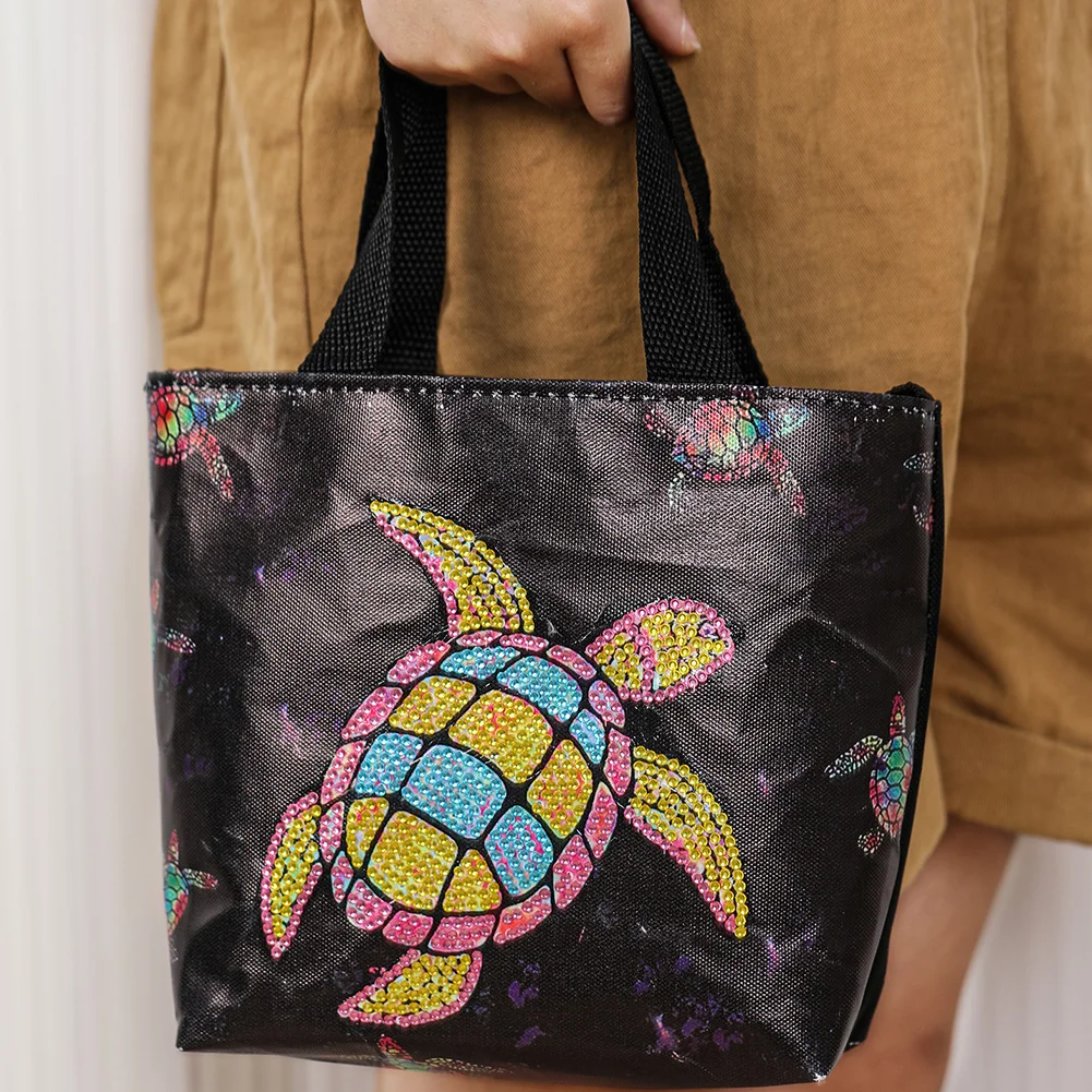 5D Diamond Painting Handbag DIY Canvas Turtle Storage Bag Tote