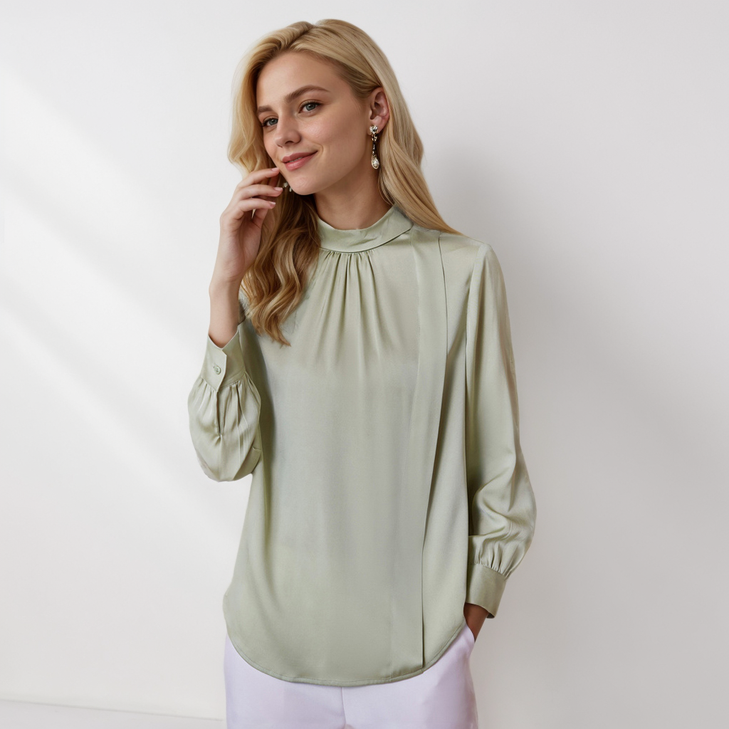 Solid Color Silk Blouse Women Buttons On Back REAL SILK LIFE