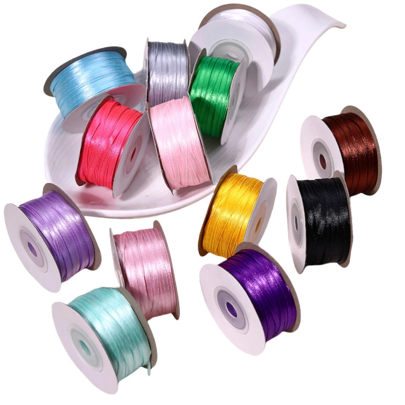 3mm Bow Ribbon Ribbon Small Roll Ribbon Small Size Diy Bouquet Ribbon Bookmark Balloon Ribbon