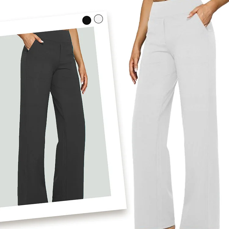 Damen-Freizeit-Yogahose mit hohem Bund aus Stretchmaterial in Uni-Farbe