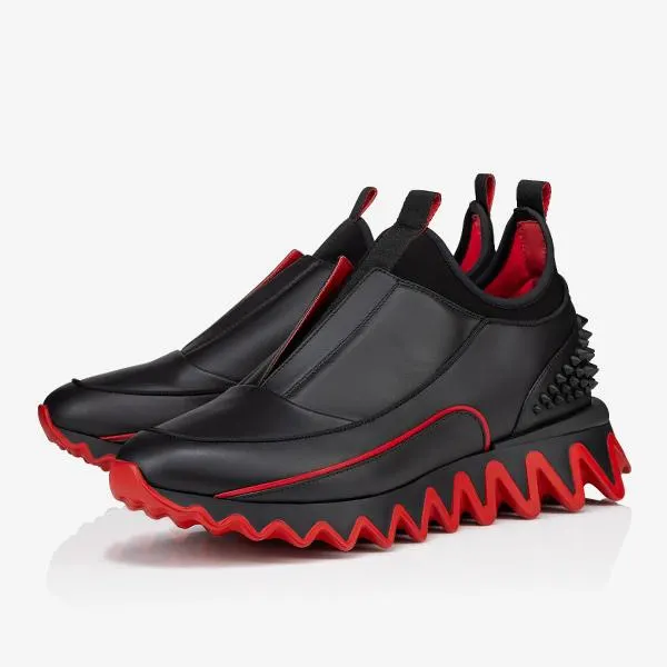 Gentleman's Red bottom Sneakers Polyester Round Toe Slip On Sneakers Rvet Decoration -vocosishoes