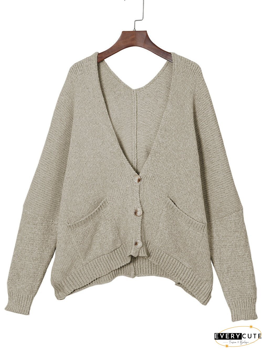 Solid Color Knit Cardigan