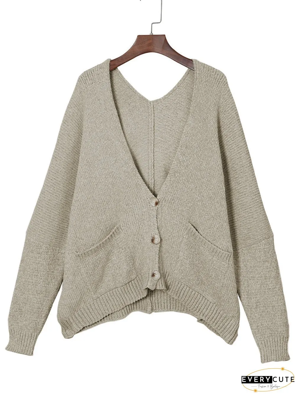 Solid Color Knit Cardigan