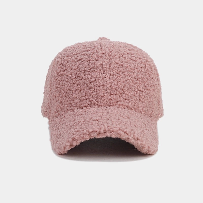 Autumn And Winter New Thickened Lamb Wool Solid Color Curved Brim Peaked Cap Women’s Simple Fashion Warm Baseball Cap Men’s Hat Fashion