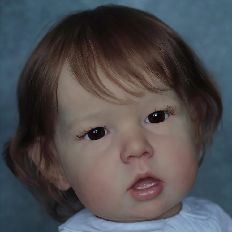 [Kids Reborn Gift] 20''  Lifelike Brown Hair Reborn Baby Boy Doll Gifts Eyes Open Named Guy