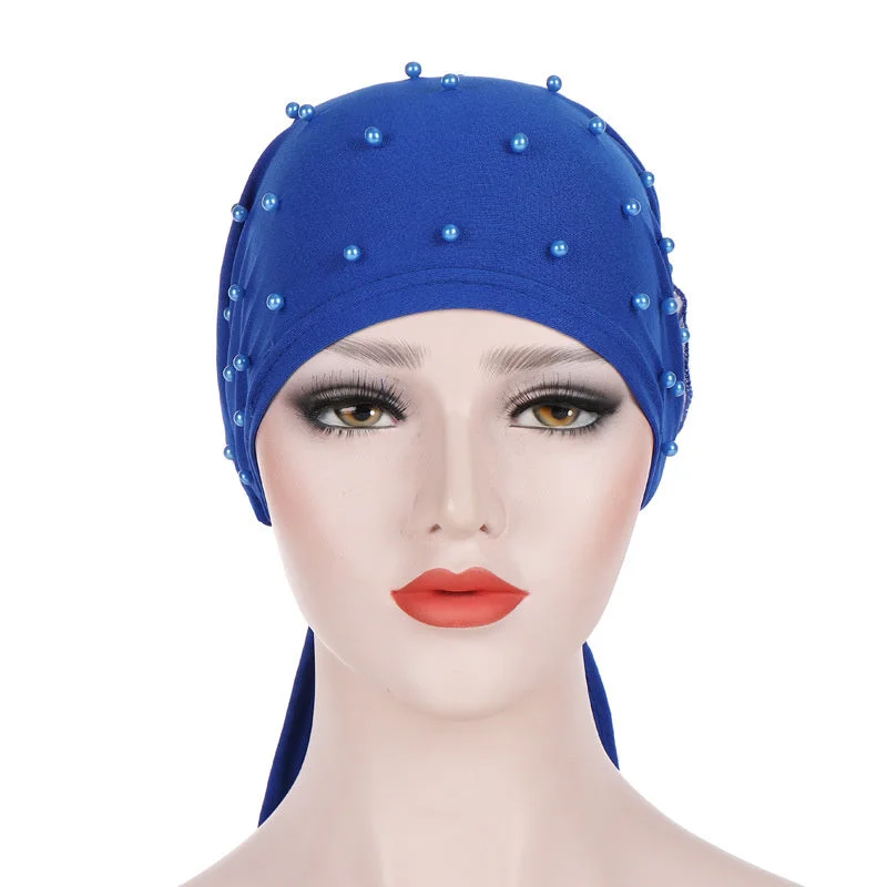 Women's Beads Flowers Muslim Turban Hat Cap