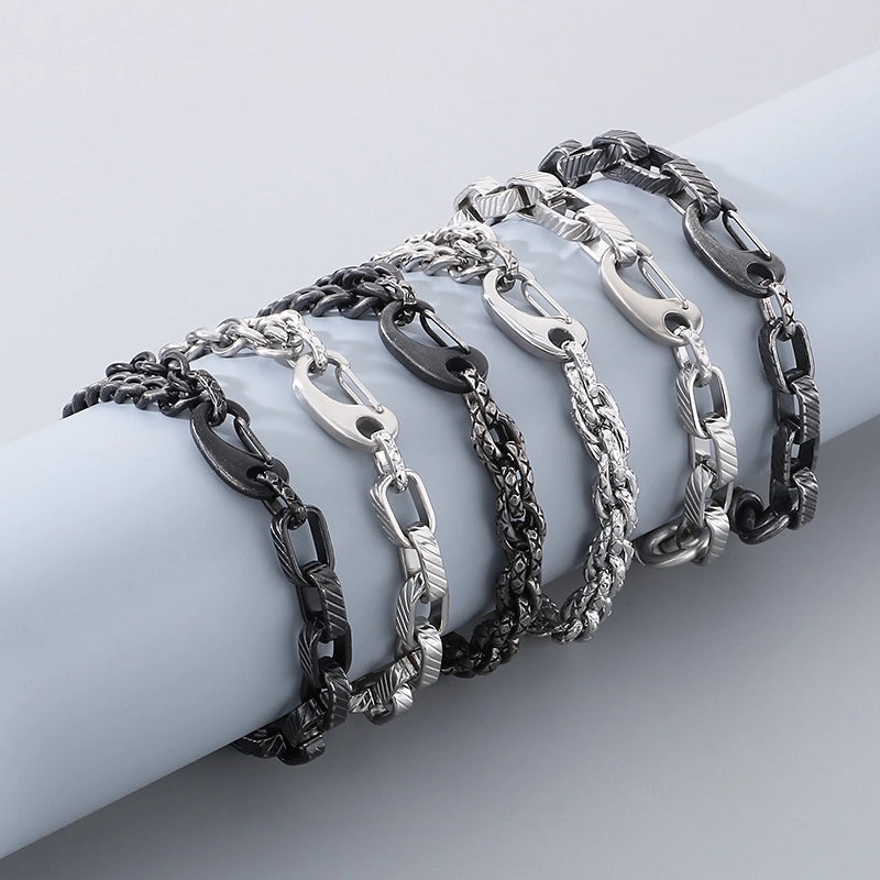 Minimalist Geometric 304 Stainless Steel Cuban Link Chain Curb Chain Bracelets In Bulk