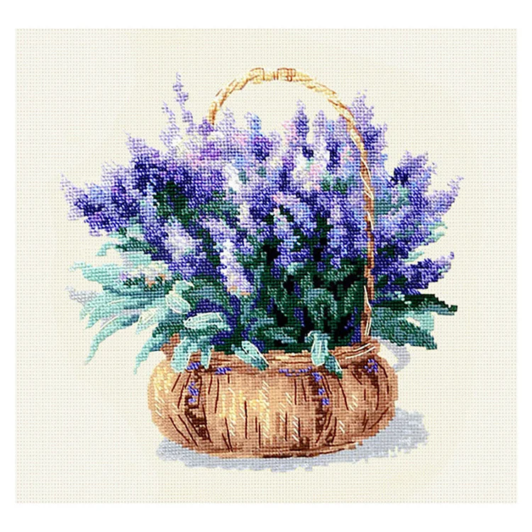 Flower Lavender 11CT Printed Cross Stitch Kits (37*37CM) fgoby