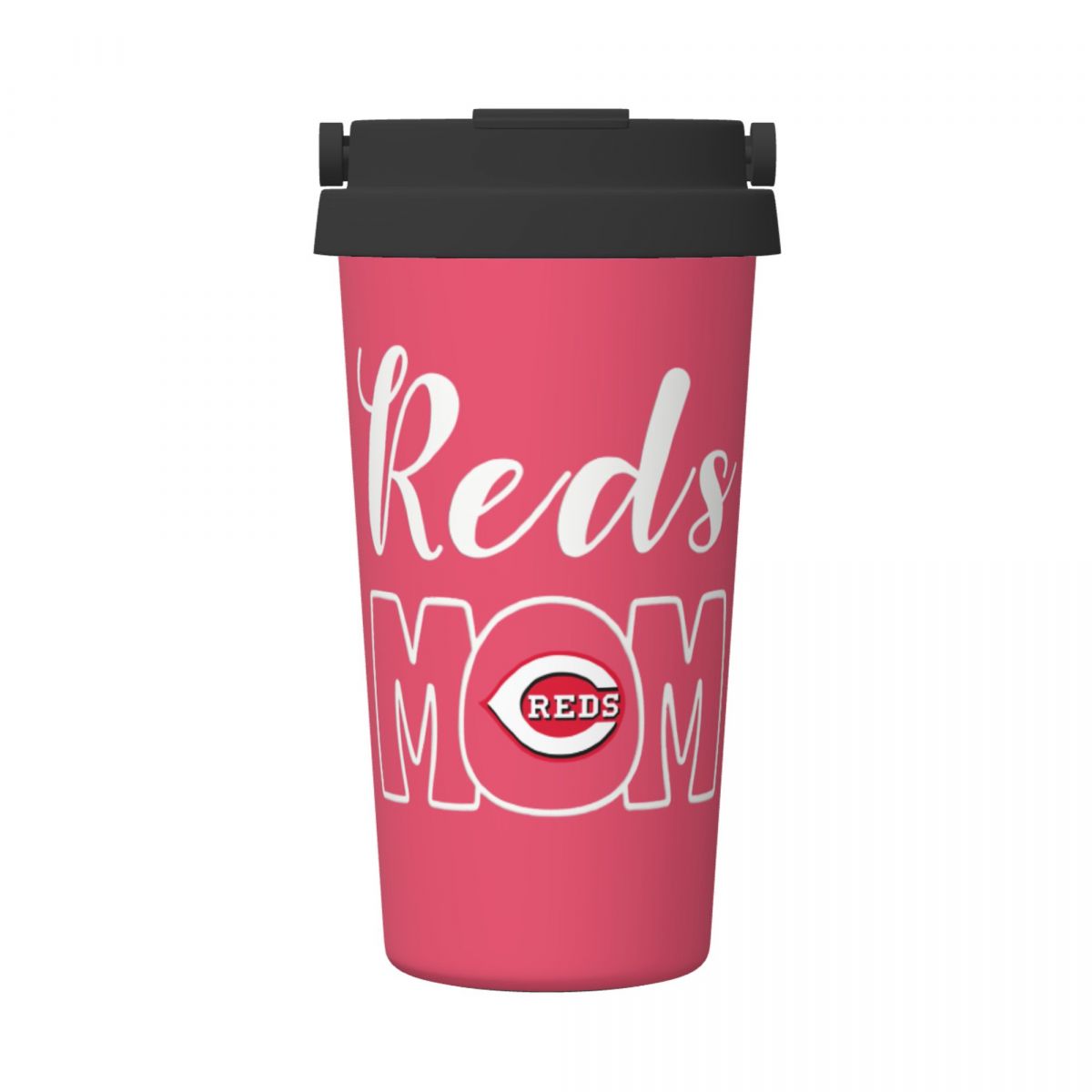 Cincinnati Reds Mom 16oz Vacuum Stainless Steel Tea Tumbler with Lid and Handle