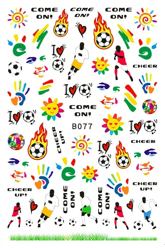 3D Flag Sport Nail Stickers for Manicure Fire Clover Decoration Decals Back Glue Designer Gymnastics Nail Art Sticker