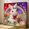 DIY Pearl Painting Rainbow Rabbit for Home Decor with Frame(25x25cm)