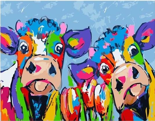 

Two Colorful Cow – Paint By Numbers - 40*50CM, 501 Original