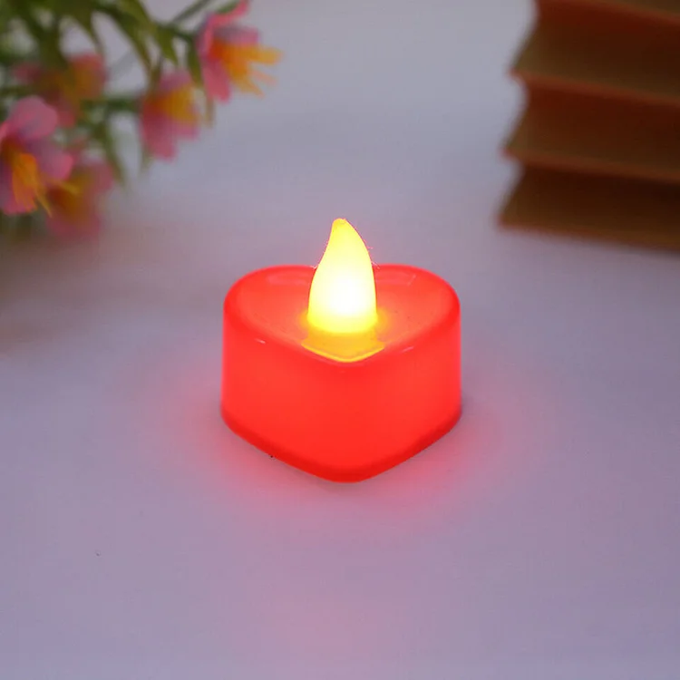 1 Piece Red Electronic Candle Heart-Shaped Night Light LED Romantic Decorations