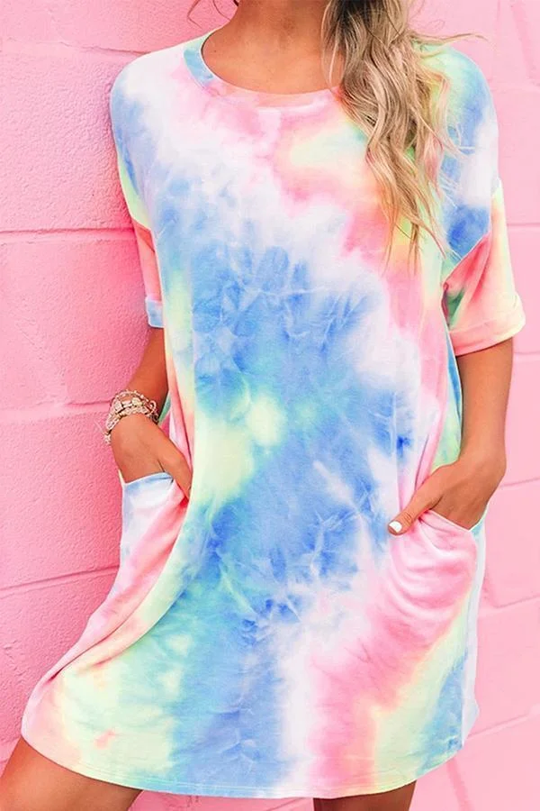 Womens Casual Fresh Printed Straight Dress-Allyzone-Allyzone