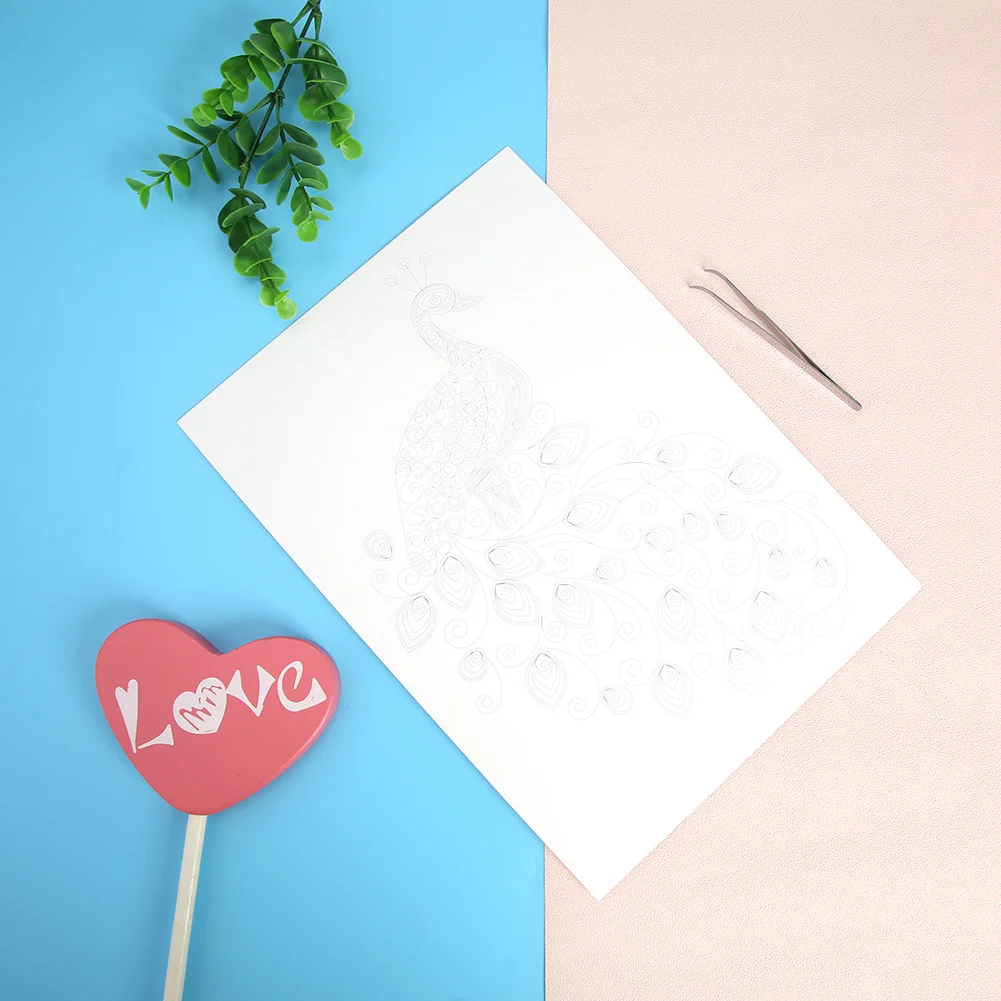 DIY Handmade Material Templates Tool Set Peafowl Quilling Paper Stripes