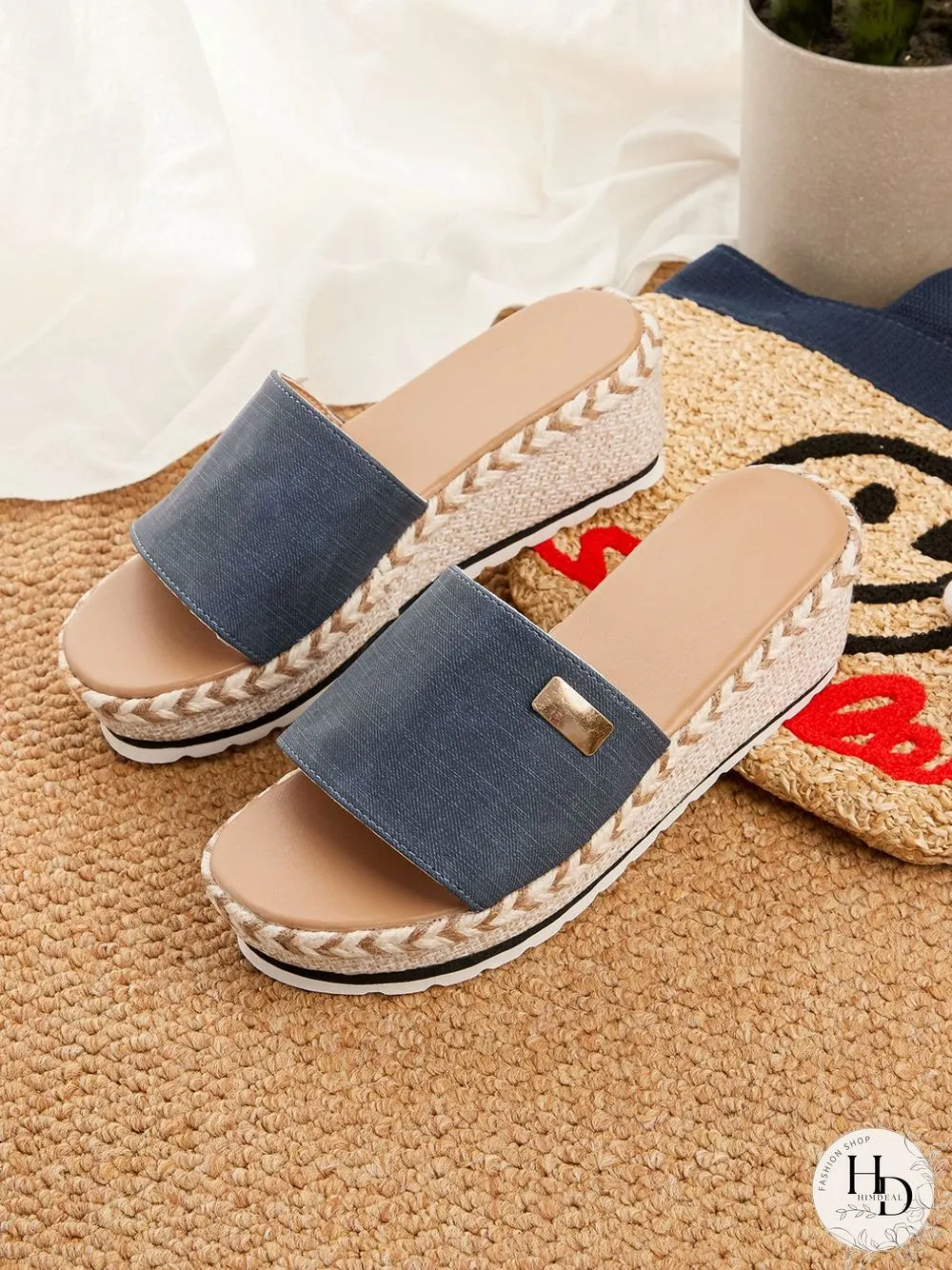 Resort Hemp Rope Sole Wedge Sandals