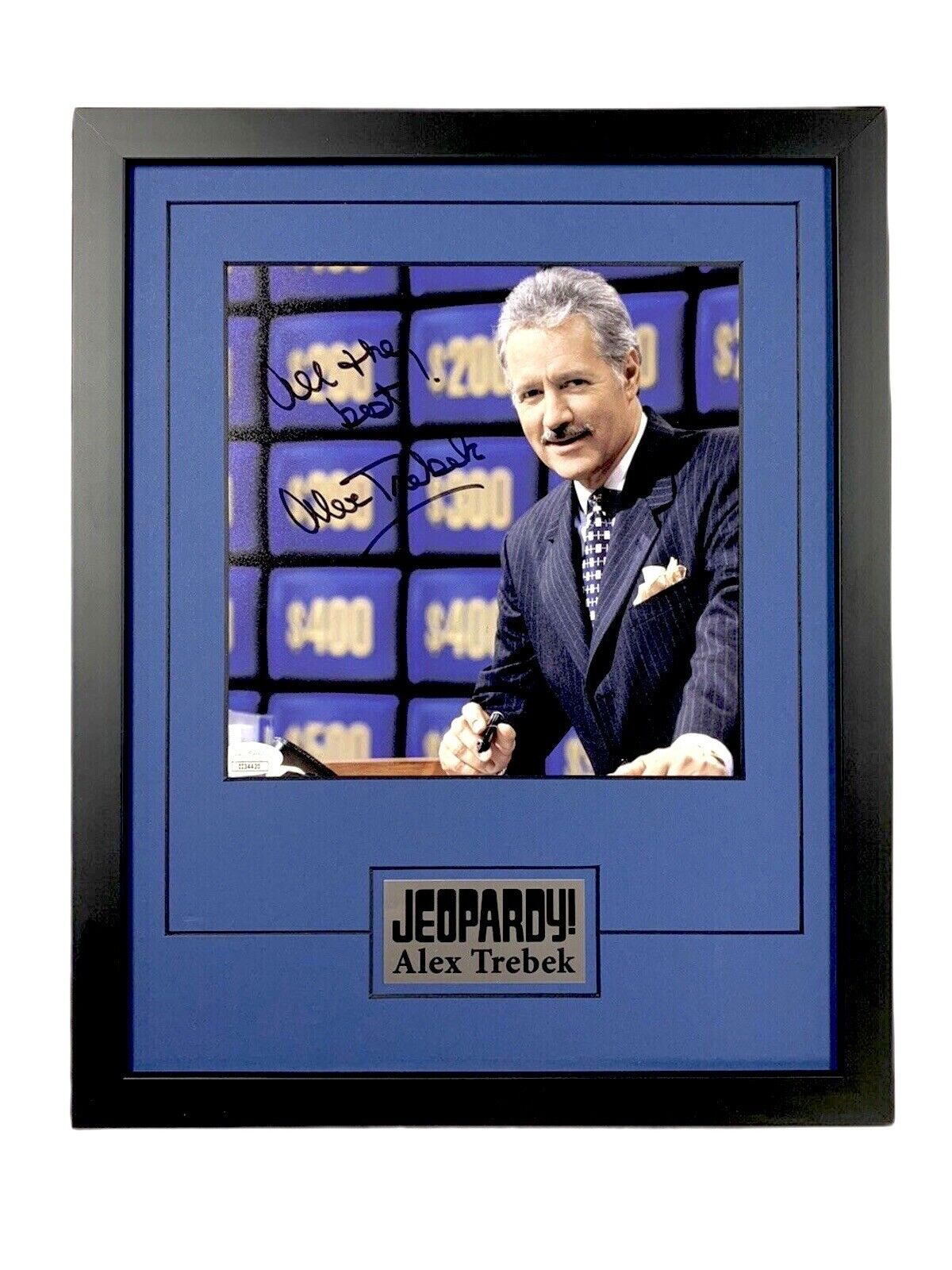 ALEX TREBEK HAND SIGNED AUTOGRAPHED Photo Poster painting PROFESSIONALLY FRAMED WITH JSA COA