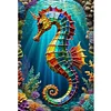(Big Size)Seahorse - 11CT Stamped Cross Stitch - 40*60cm - Animal