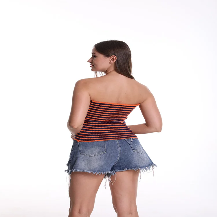 Toloer Toloer And Summer 2024 Sweater Hot Style Women's Sexy Striped Sweater Knit Strap Wipe-Outfit Ideas