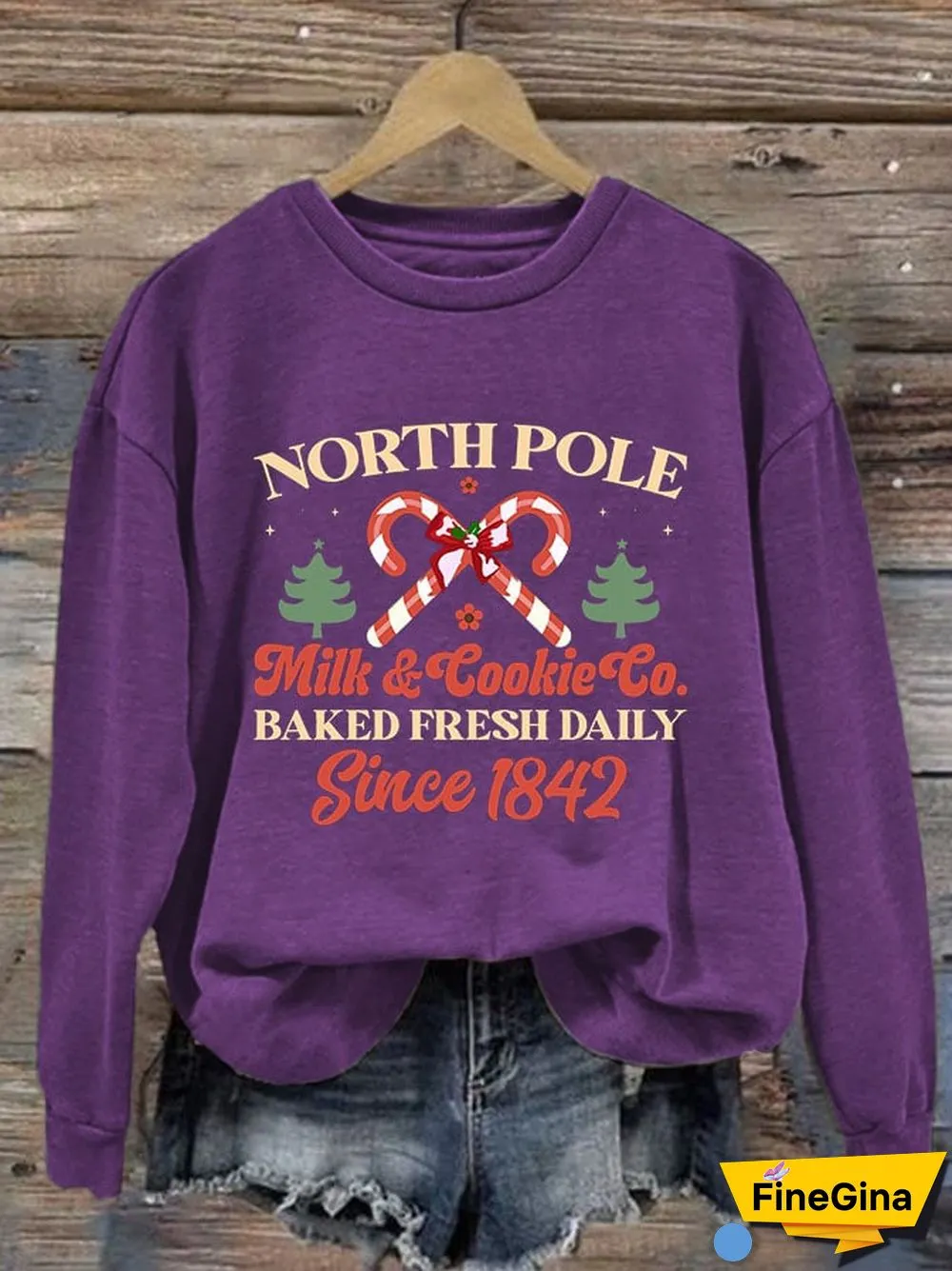 Women's North Pole Milk & Cookie Co Baked Fresh Daily Since 1842 Print Sweatshirt