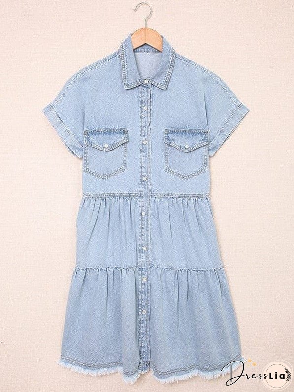 Denim Dress with Ruffles