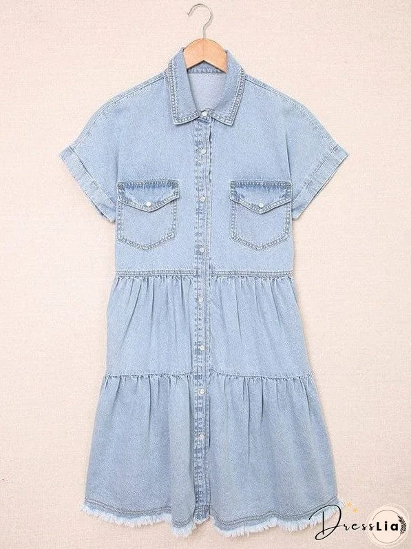 Denim Dress with Ruffles