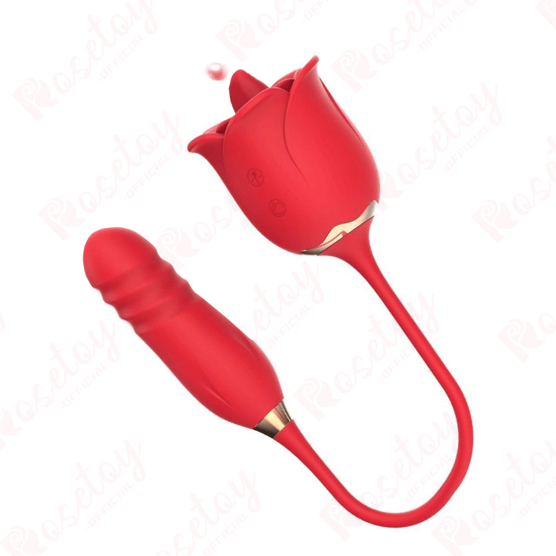Thrusting Tongue Licking Rose Vibrator - Rose Toy