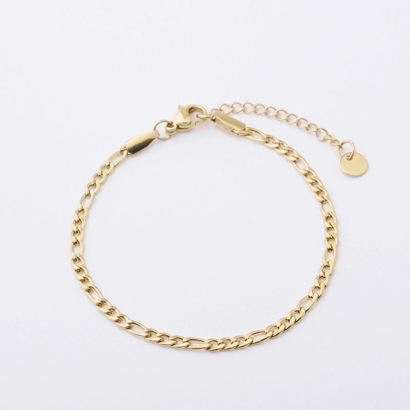 Streetwear Solid Color Stainless Steel 18K Gold Plated None Bracelets In Bulk