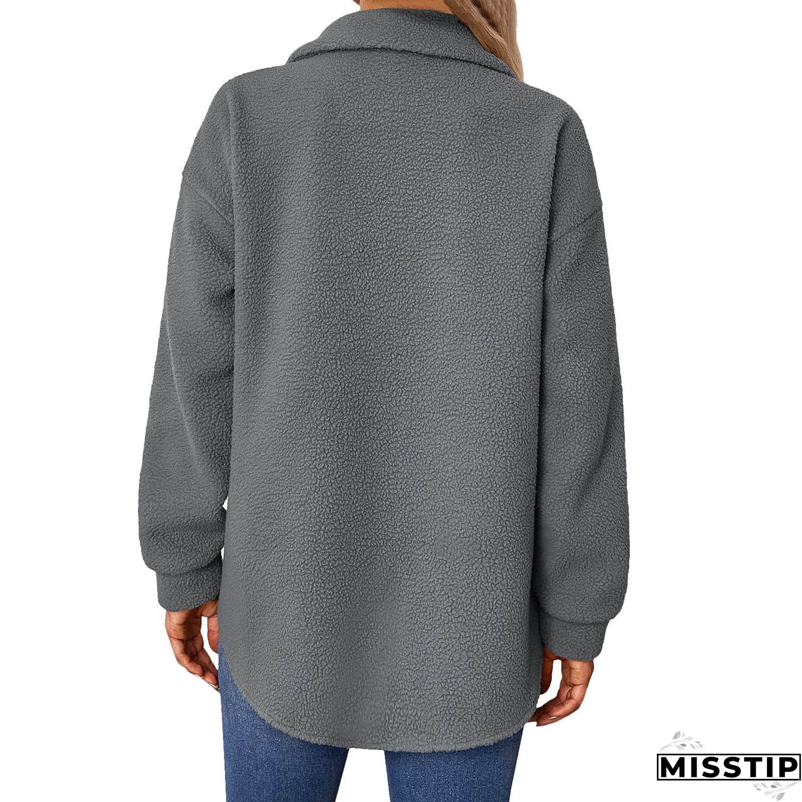 Women Long Sleeve Solid Color Pocket Fashion Casual Button Jacket