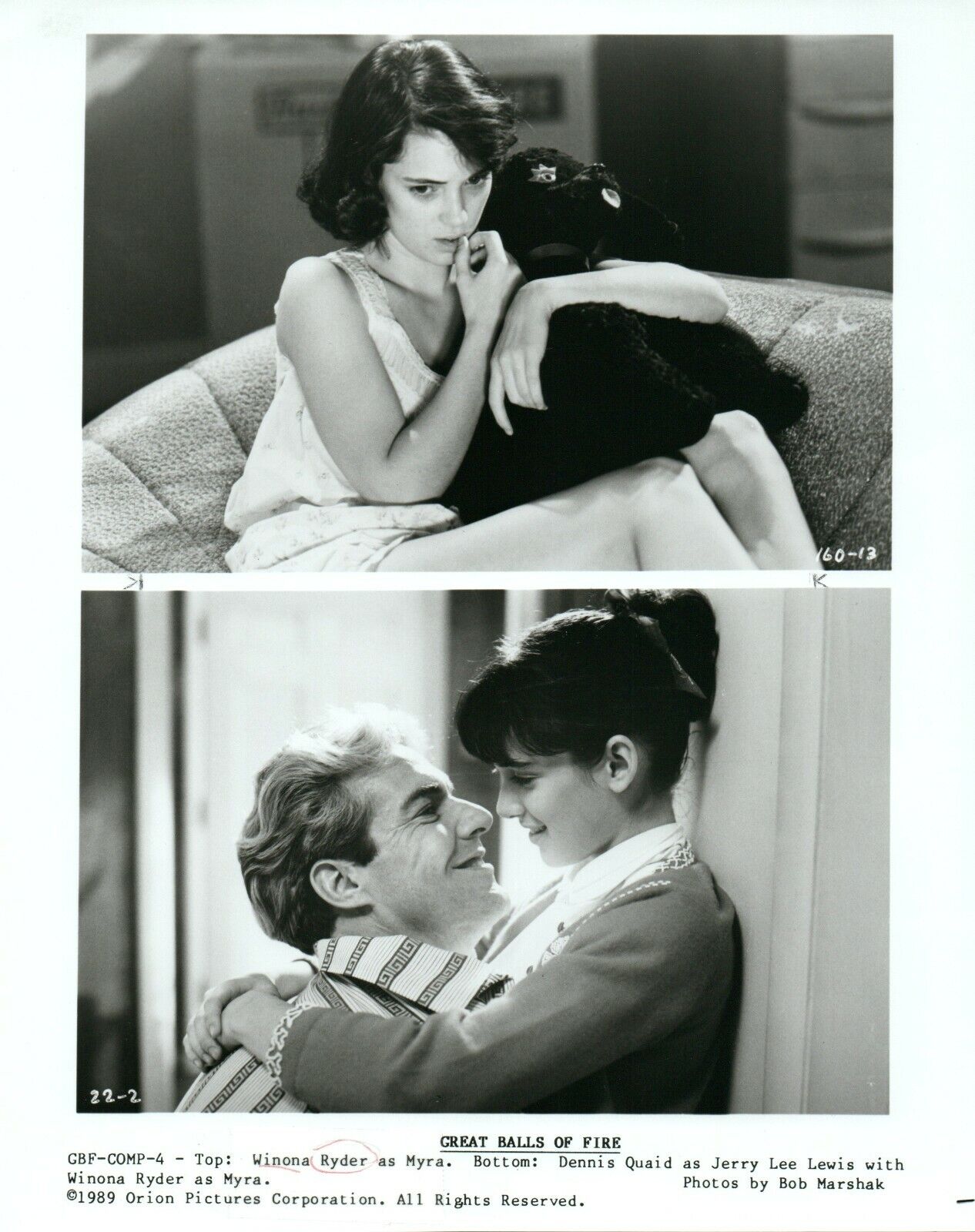 WINONA RYDER DENNIS QUAID Movie GREAT BALLS OF FIRE 8x10 Promo Press Photo Poster painting 1989