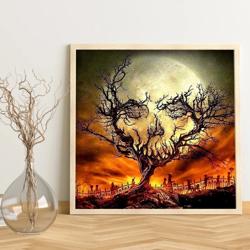 11CT Full Stamped Cross Stitch - Halloween Skeleton Head(Canvas|40*40CM)