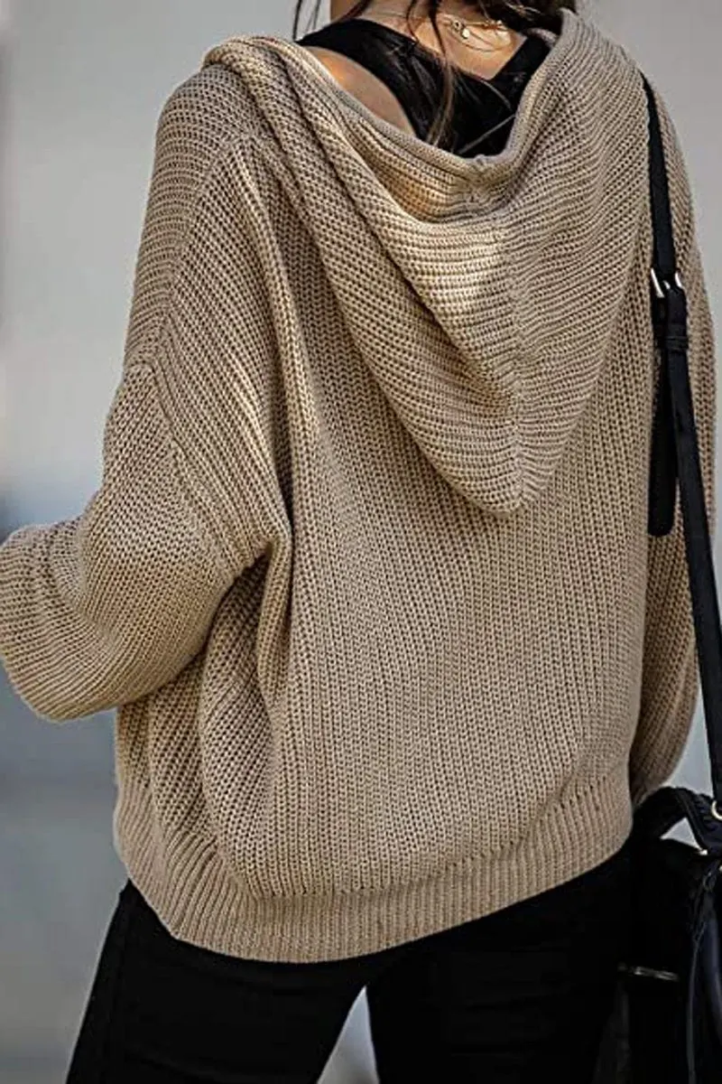 Zipper Casual Sweater Hooded Coat