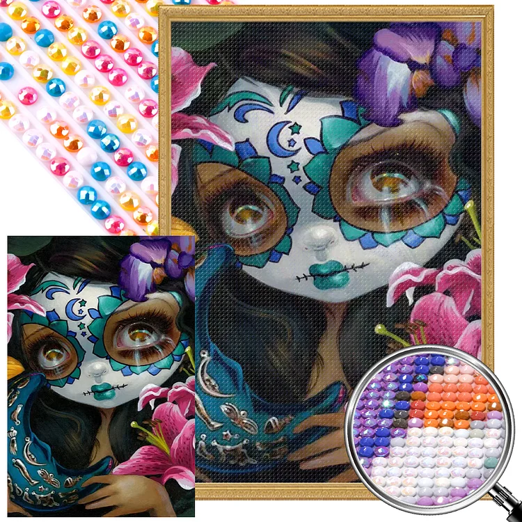 Partial AB Drill - Full Round Diamond Painting - Ghost Face Doll  40*60CM