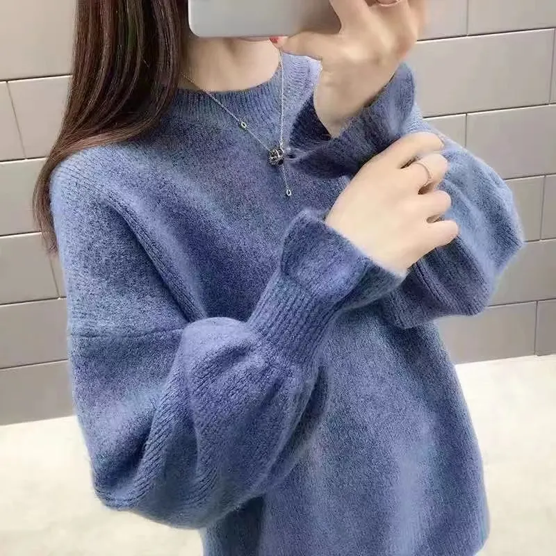Churchf Churchf Sleeve Sweater Female Cocoon New Style Korean Version Foreign Style Versatile Languid Lazy Wind Wears Knit Bottom Unlined Upper Garment Versatile