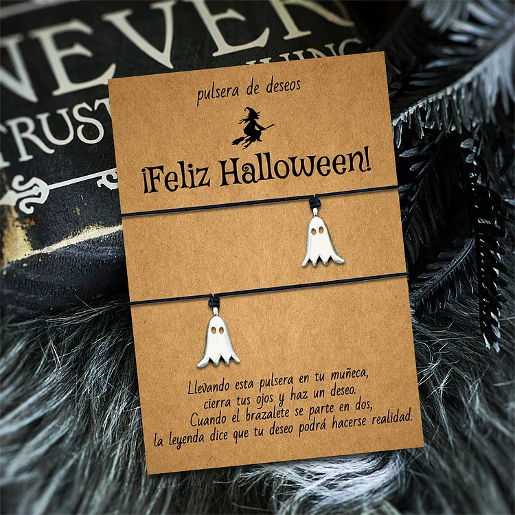 Pulsera de deseos-Unidad de 2 pulseras de fantasma👻 ¡Feliz Halloween!