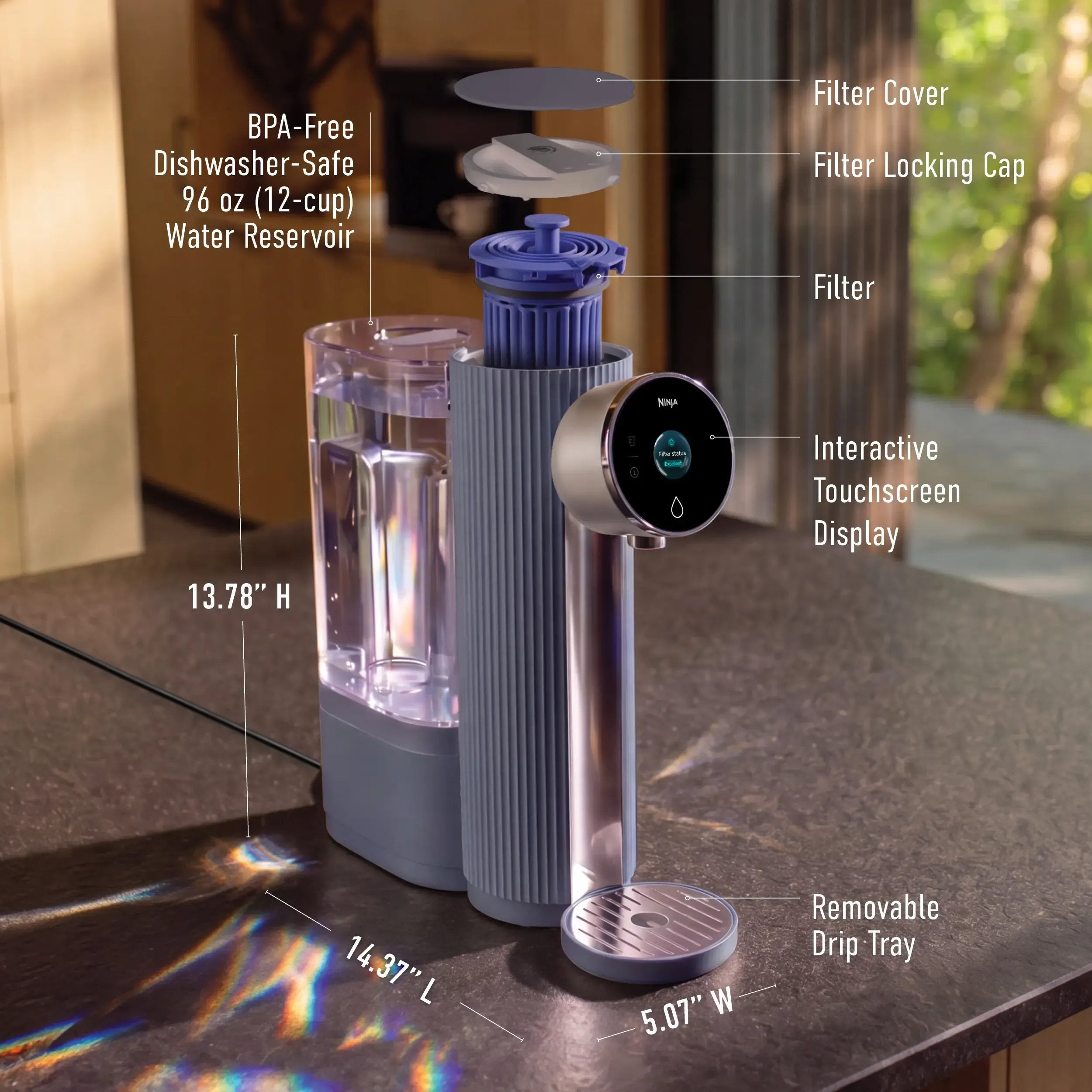 Ninja HydraSense dimensions and main components