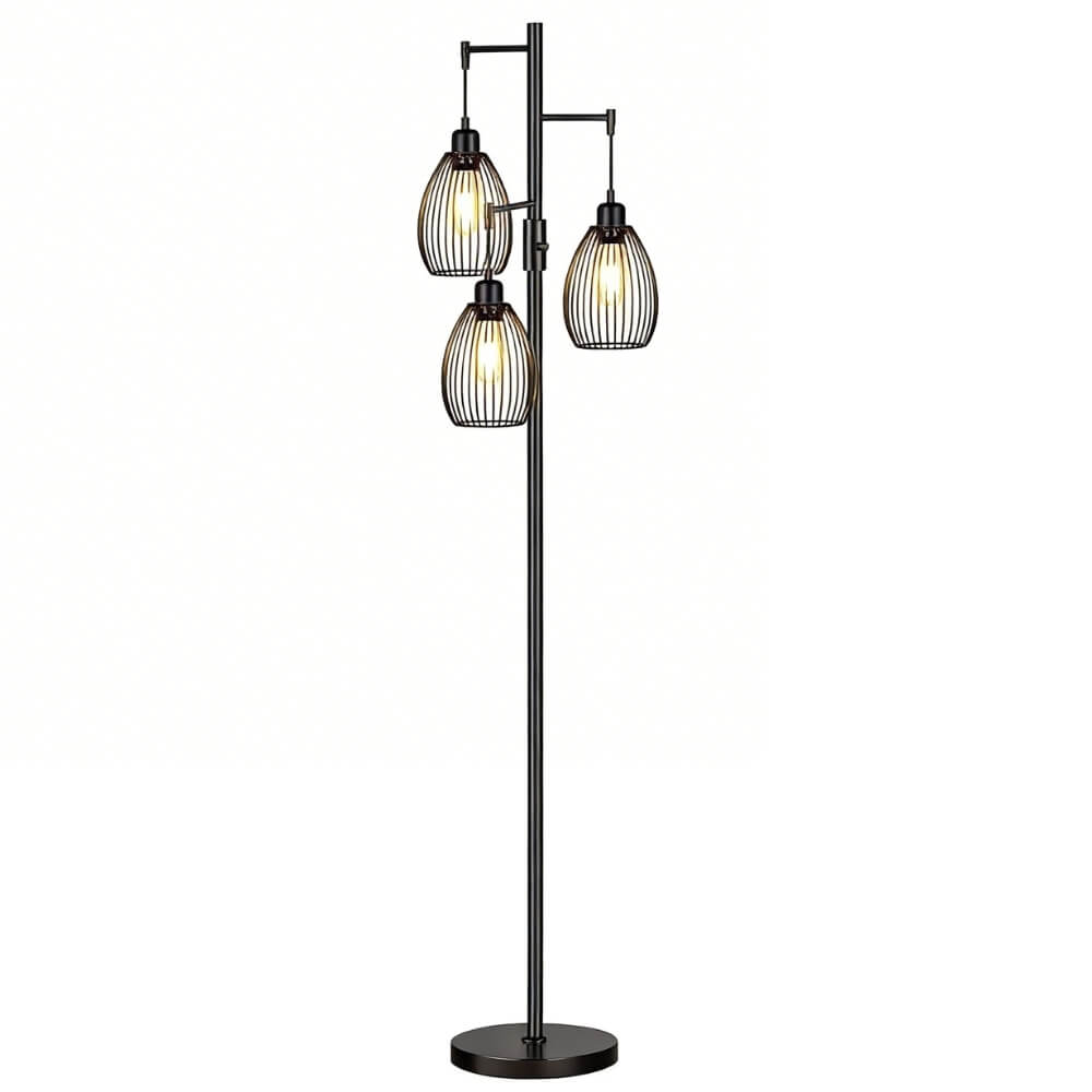 Retro Industrial Style Teardrop Cage Floor Lamp