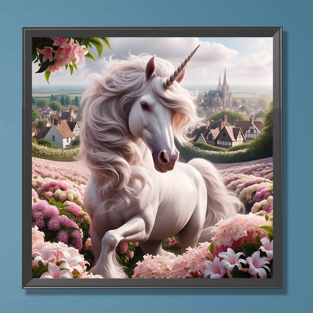 Full Round Diamond Painting 30*30cm - Garden Unicorn