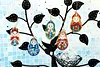 5pcs DIY Full Drill Diamond Paintng Special-shaped Russian Dolls Keychains Kit