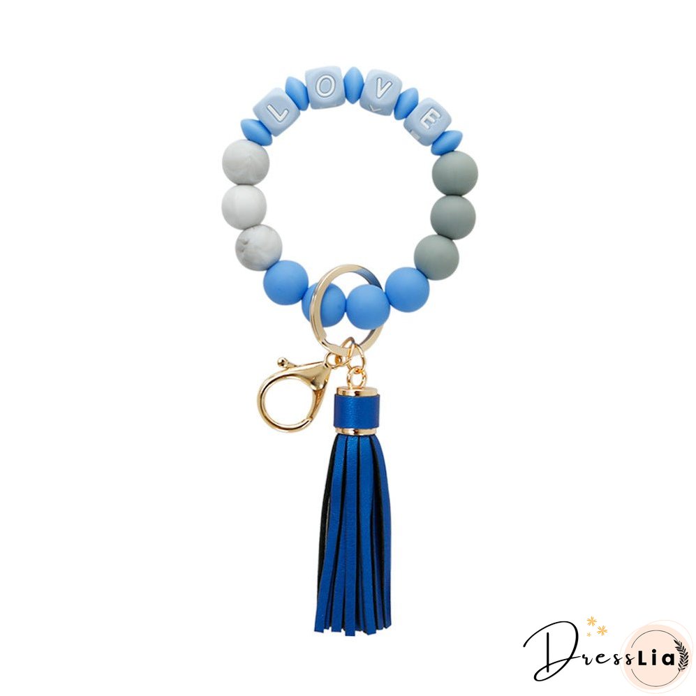 Paziye Card Holder Key Ring Silicone Bead Bracelet Key Chain