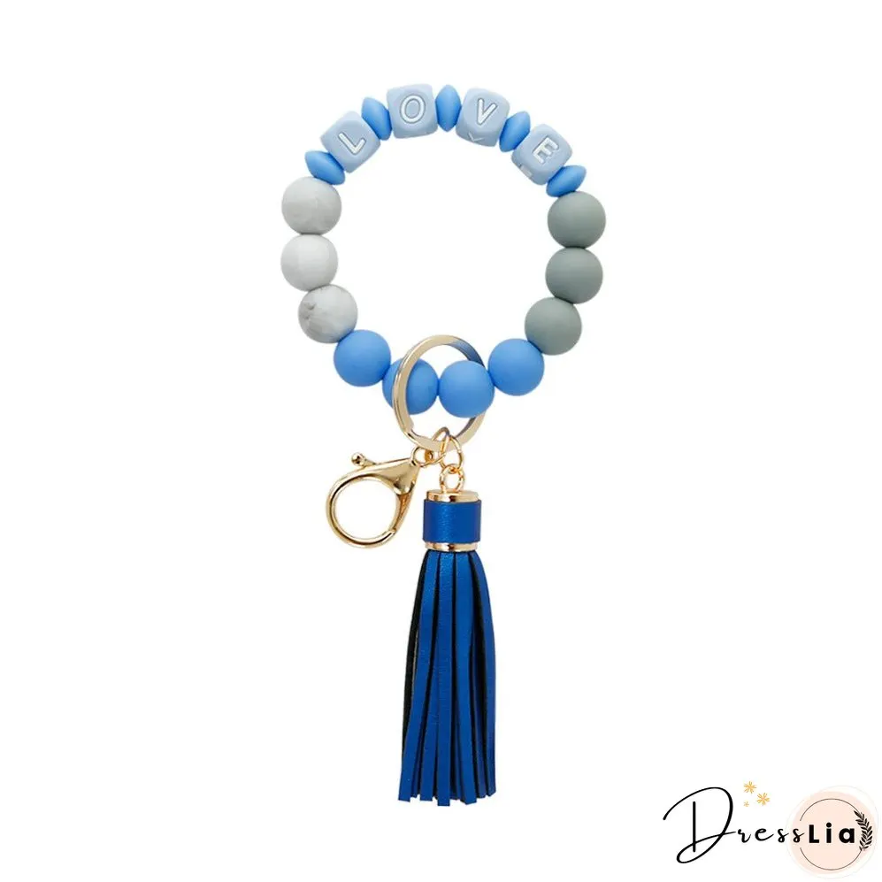 Paziye Card Holder Key Ring Silicone Bead Bracelet Key Chain